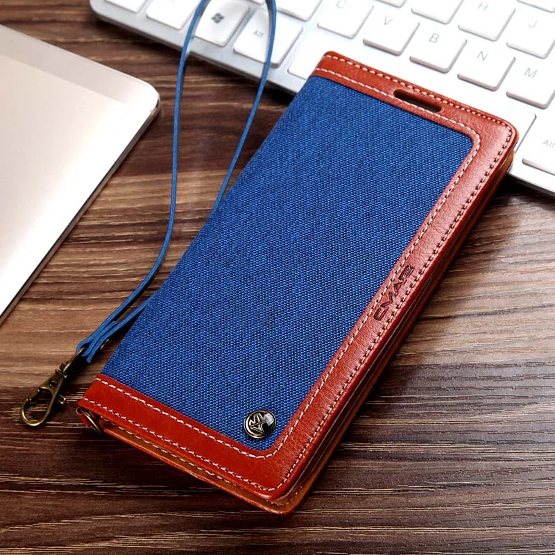 Brown blue Чехол-бумажник из джинсовой кожи для samsung Galaxy S7 edge S8 S9 S10 Plus, Магнитный чехол-книжка с отделением для карт, чехол для samsung Galaxy Note 9 8 - Цвет: Brown blue