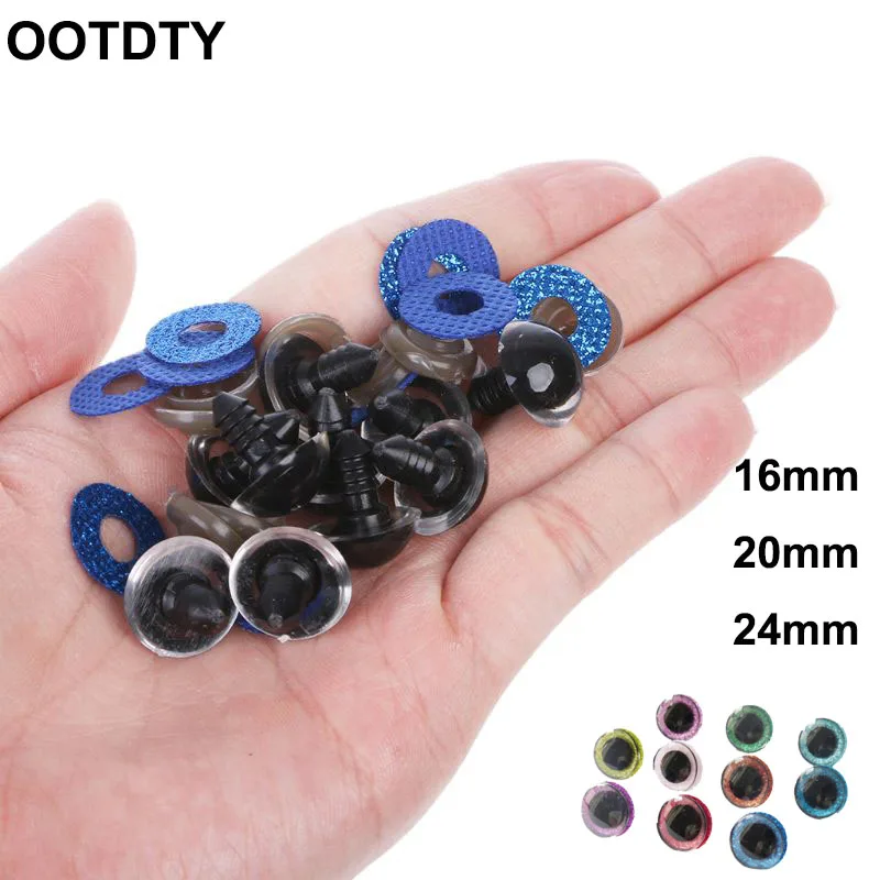 

10 Pcs 16mm 20mm 24mm 10pcs Shinning Plastic Doll Eyes Craft Eyes DIY For Plush Bear Stuffed Toys Animal Puppet Dolls