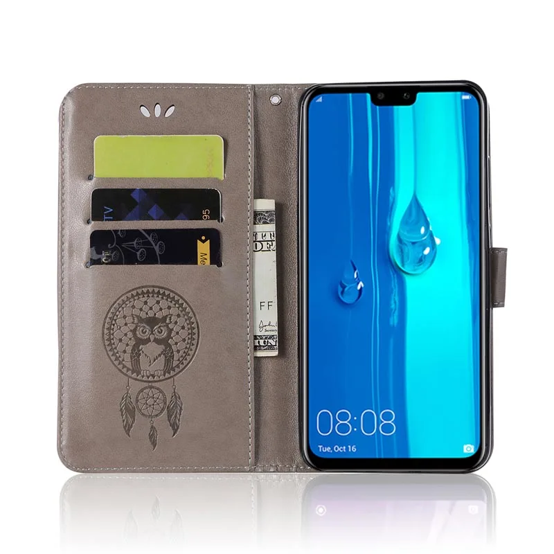 Чехол с милой совой для Huawei Y5 Y6 2017 2018 Y7 Pro Y9 2019 флип кошелек чехол книжка Y3 II 2