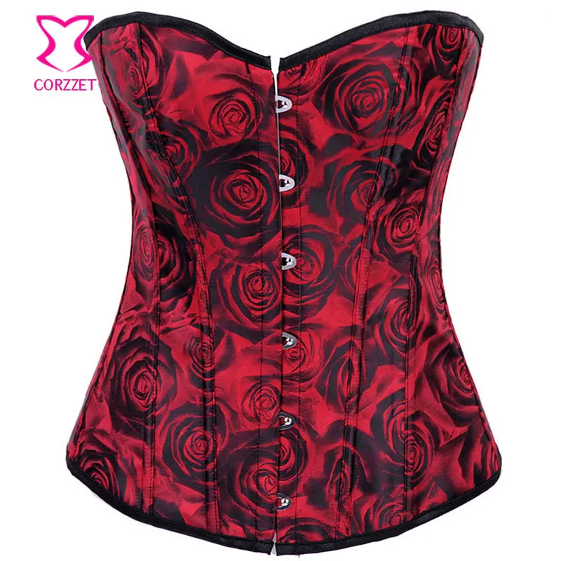 Женский корсет Burlesque Rose Fantasy красный и черный готический корсетный сексуальный