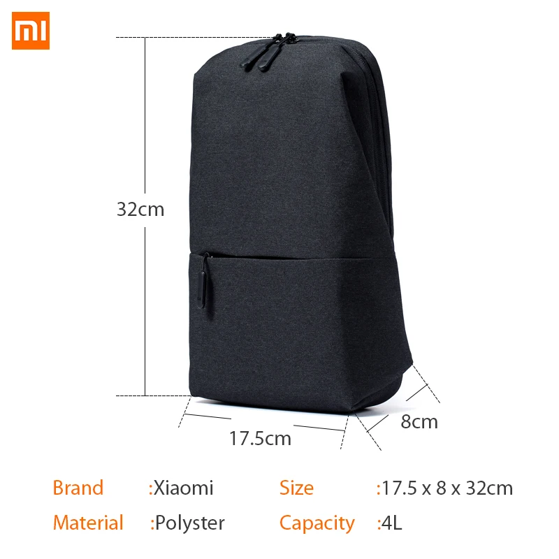 Оригинальный Рюкзак-Слинг Xiaomi Sling Bag Leisure Chest Pack Маленький размер Плечевой тип Унисекс Рюкзак Кроссбоди 4л Полиэстер.