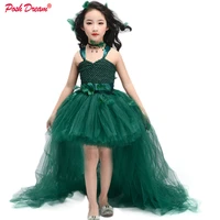 posh dream teal green vintage kids girls tutu dresses for forest party flower dark green handmade children birthday clothes