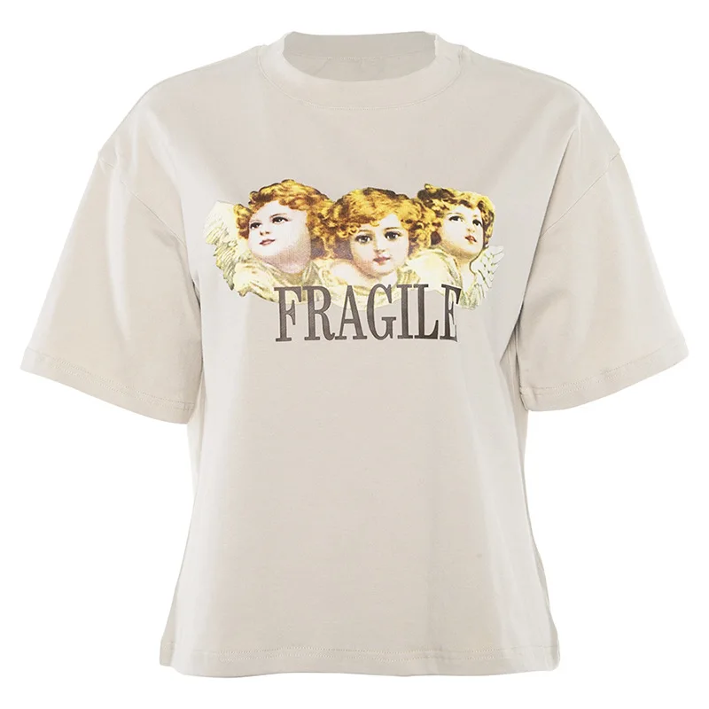 Женская футболка с принтом ангела Повседневная большого размера в уличном стиле