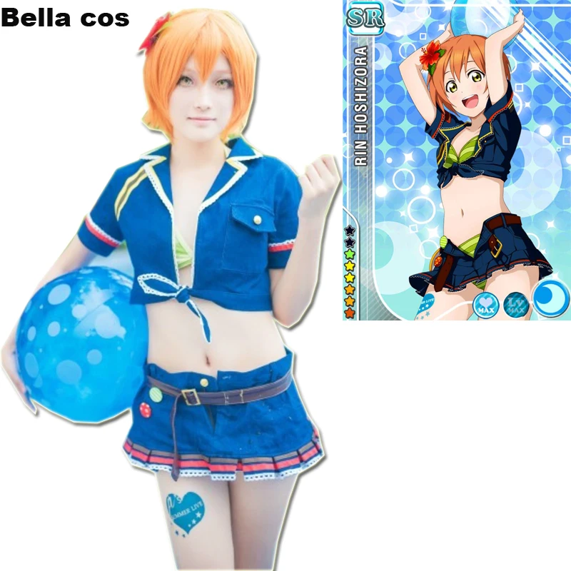 Custom size Lovelive SR Hoshizora Rin Hawaii купальник бикини купальный костюм карнавальный аниме