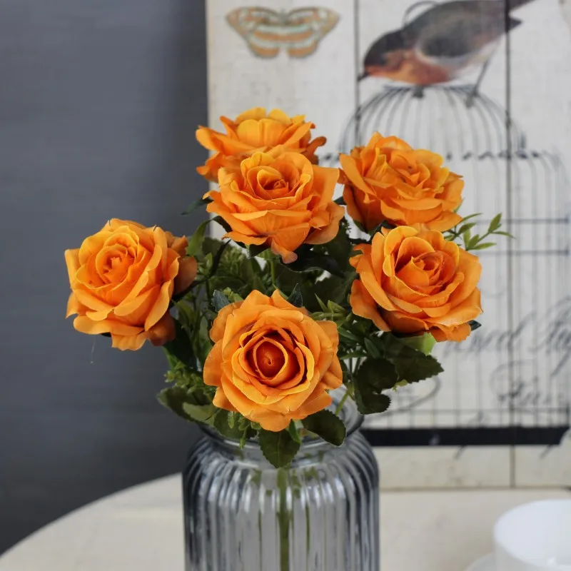 Искусственные шелковые цветы 6 цветов белые розы высокое качество для свадебного