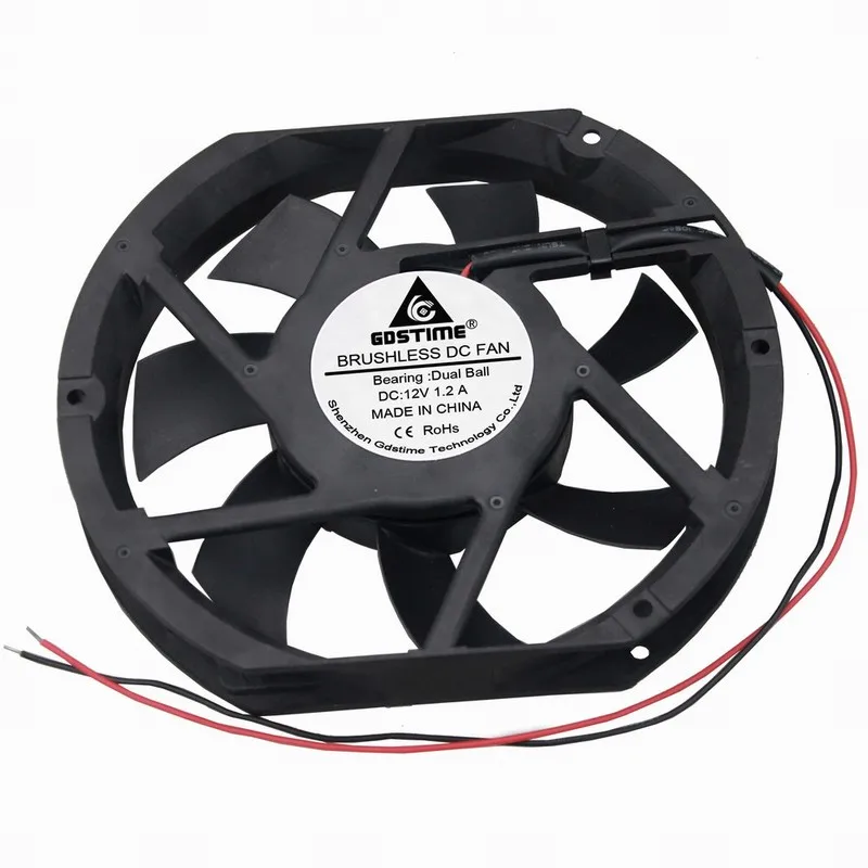 Gdstime 2 шт DC 12V 175mm x 150mm 25mm двойной шар корпус компьютера охлаждающий