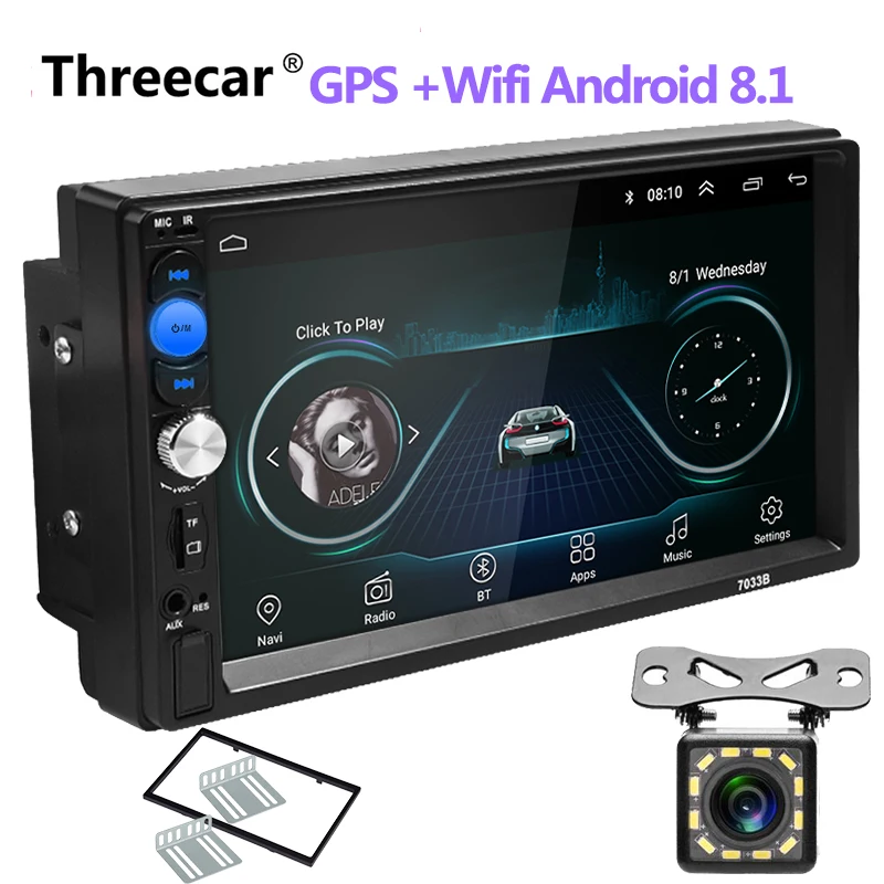 12 camera with frame Автомагнитола 2 Din Android 8,0 Автомагнитола 7 дюймов 1024*600 автомобильный аудио плеер gps навигация Wifi Bluetooth мультимедиа плеер новейший - Цвет: 12 camera with frame
