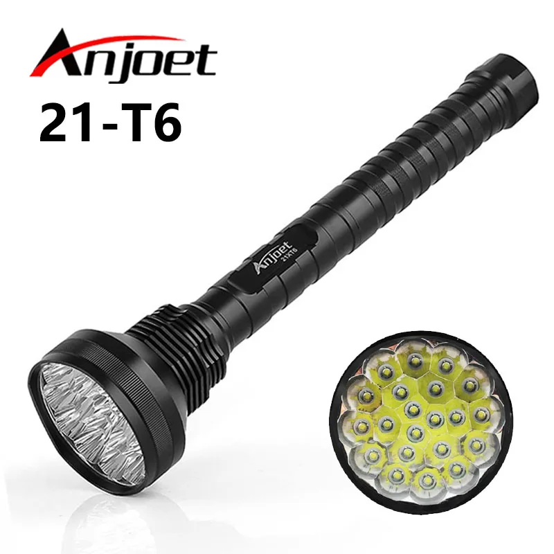 Anjoet 30000 lumen 21 LED XML T6 18650 26650 exploration torch light flashlight tactical lantern,self defense camping light lamp