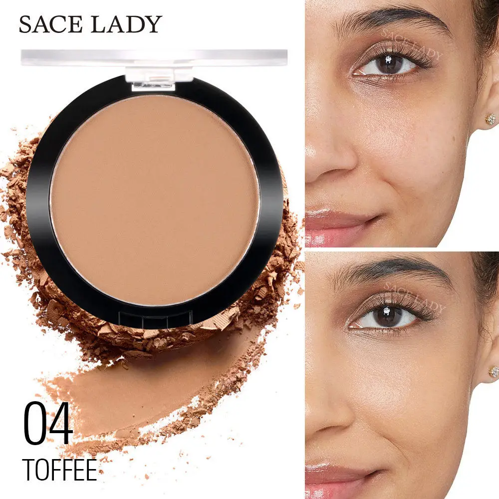 04 Toffee SACE женский прозрачный прессованный порошок для лица длительный контроль масла лица макияж основа водонепроницаемый отбеливающий матовый макияж - Color: 04 Toffee