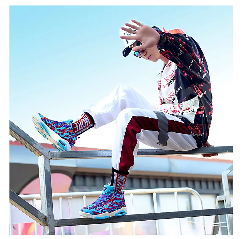 Couple shoes exclusive new unisex sneakers basketball shoes men's casual shoes colorful cloth design high elastic air cushion
