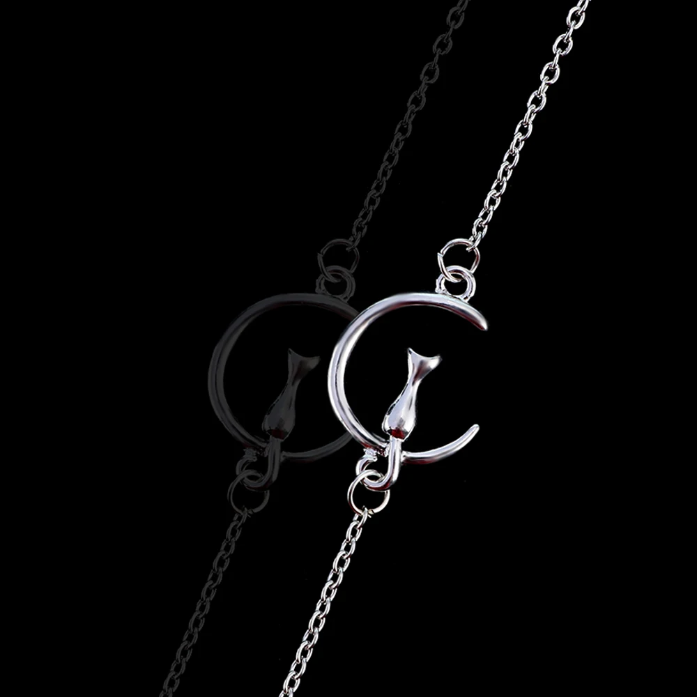 1 шт. женский серебряный браслет с цепочкой модный милым котенком животным луной