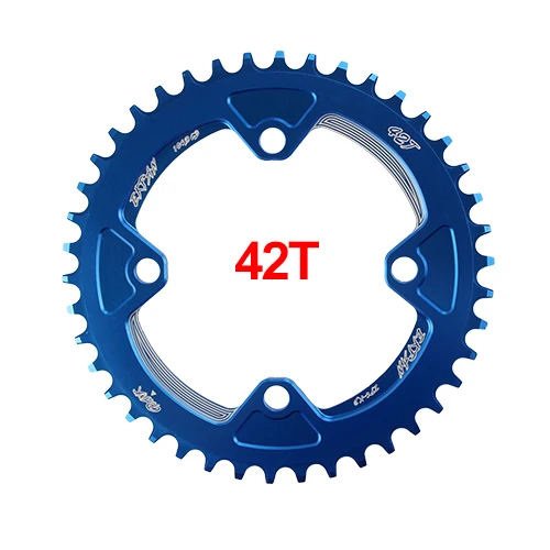 42T Round Blue EKFan 38 T/40 T/42 T/44 T/46 T/48 T/50 T/52 T круглая ведущая звездочка велосипеда 7075-T6 MTB велосипед круг Crankset Plate104BCD цепь - Цвет: 42T Round Blue