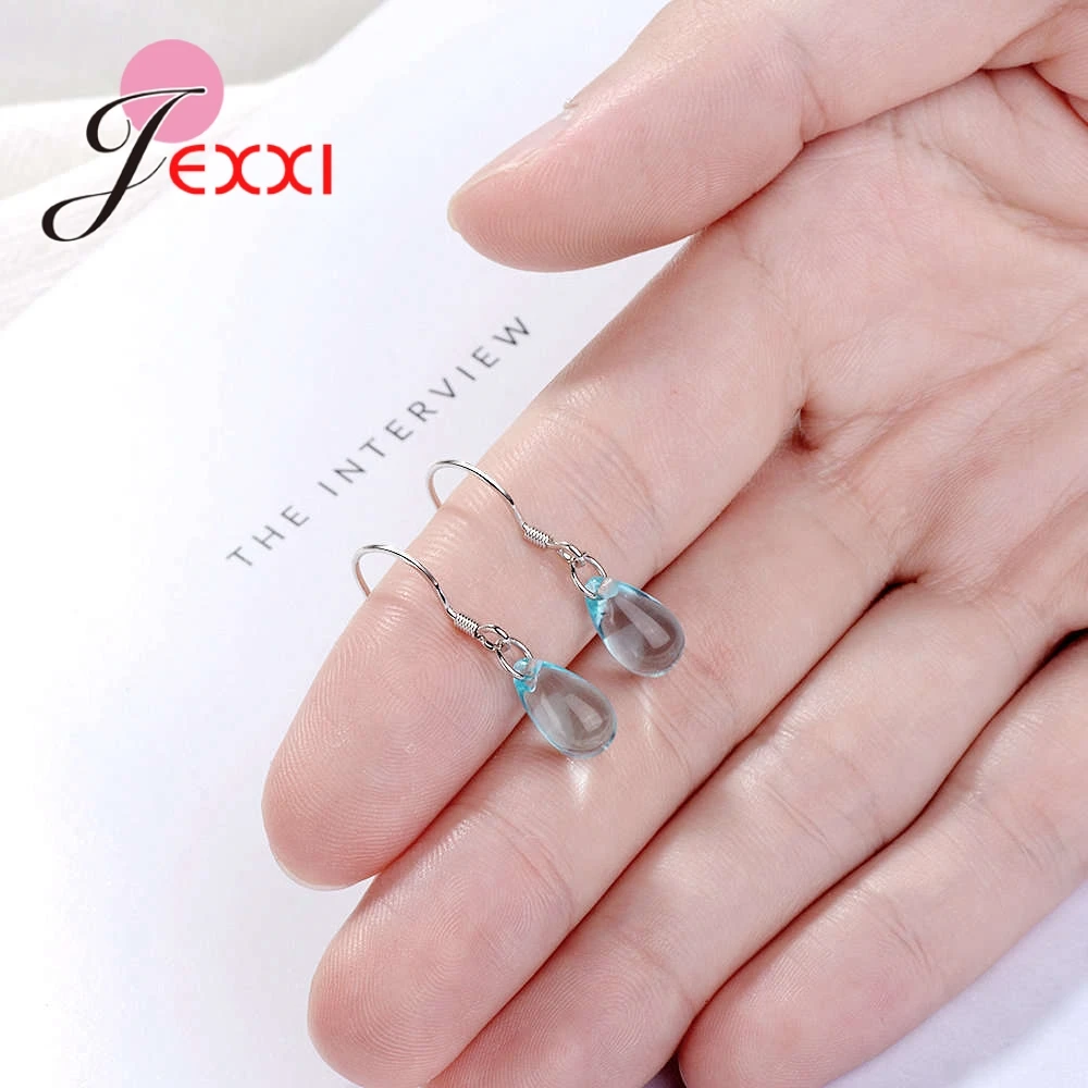 

Genuine Brand Blue Crystal Pendant Earrings Women Ladies Anniversary Gift Jewelry 925 Sterling Silver Female Anillos