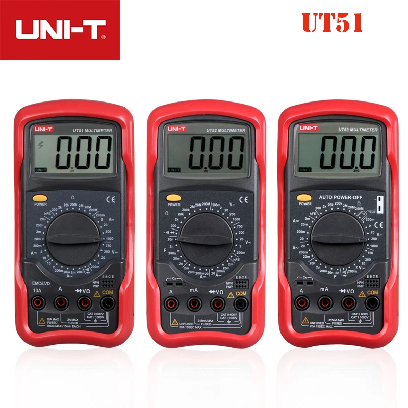 UNI T Цифровой мультиметр UT51 UT52 UT53 UT54 UT55 UT56 Вольтметр Амперметр Омметр