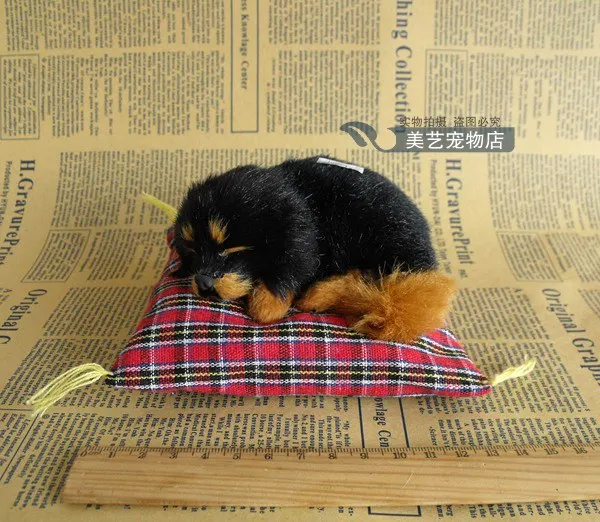 

small cute simulation black dog toy lifelike sleeping dog gift about 14x13cm