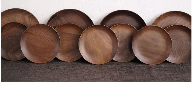 Японский стиль Zakka деревянная посуда из ореха тарелки Деревянные маленькие/средние деревянные фруктовые десертные тарелки креативные декоративные тарелки