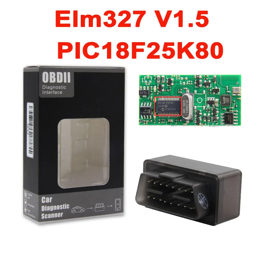 MINI v1.5 Black Elm327 Bluetooth V1.5 PIC18F25K80 OBD Код считыватель сканер инструмент elm327 V1.5/v2.1 OBDII Автомобильный диагностический для Android/Symbian - Цвет: MINI v1.5 Black