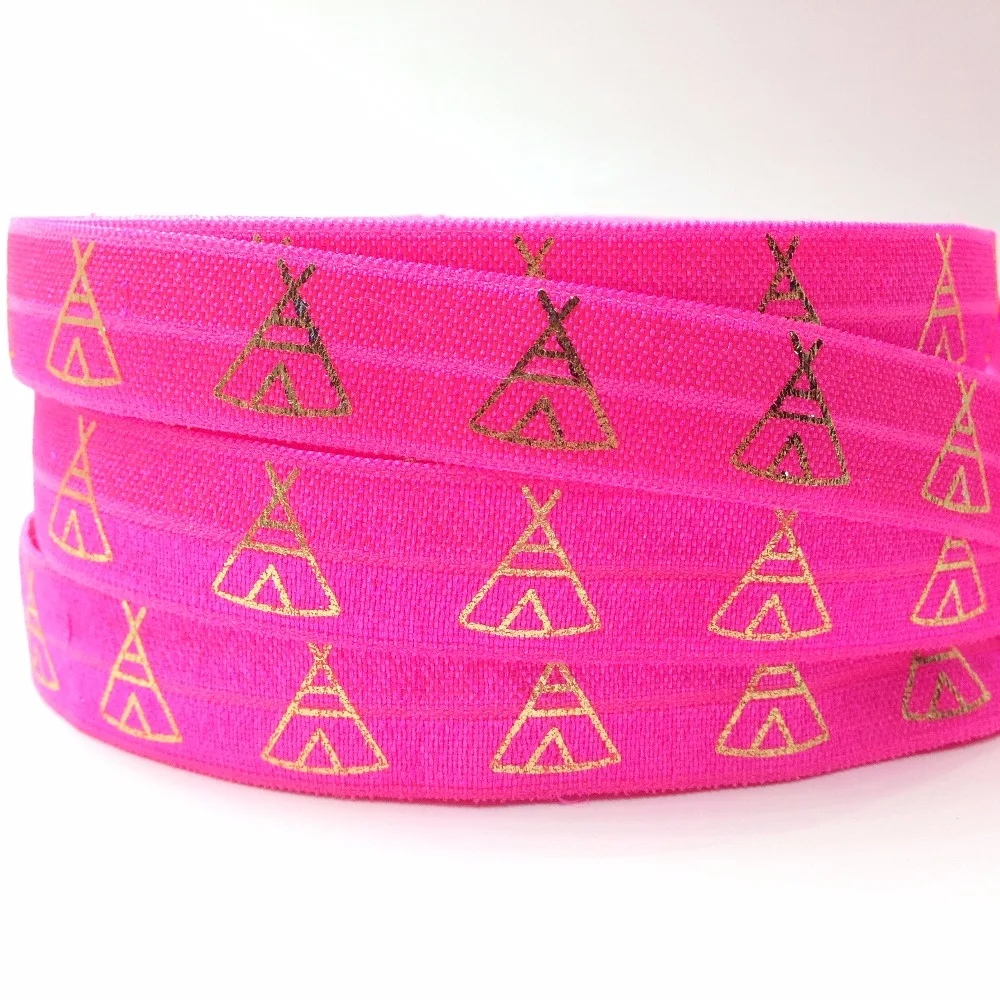 Новое поступление эластичная неоновая розовая вигвам лента 5/8 дюйма с принтом из