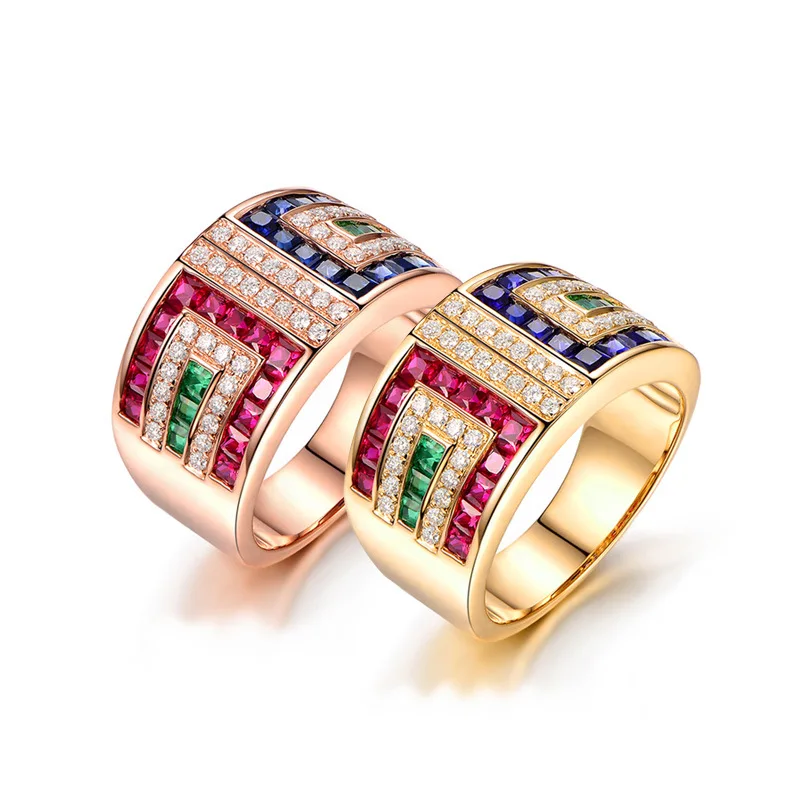 Ociki Cubic Zirconia Rose Gold Color Crystal CZ Rings Multicolor Jewelry for Women Girls Gift Dropshipping Wholesale | Украшения и