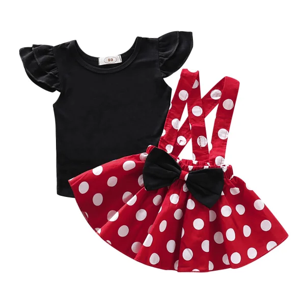 Комплект из 2 предметов для маленьких девочек Черная Футболка с рукавами