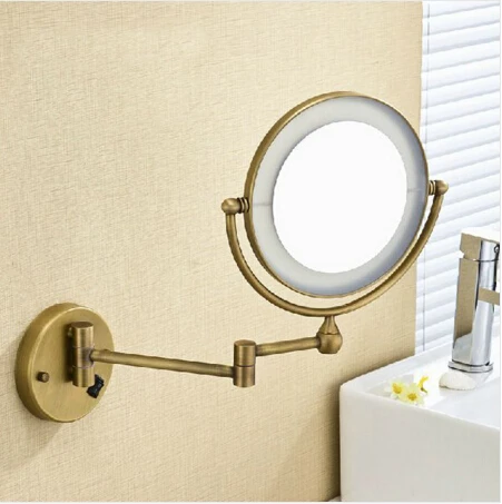 

Высококачественное 8 "Латунное античное 1x3 увеличительное зеркало для ванной комнаты настенное круглое светодиодное косметическое зеркало...