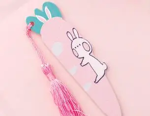 3 1 шт. Kawaii Кролик с морковкой кисточка закладки для книги маркеры милое животное деревянное линейка держатель страницы школьные канцелярские принадлежности, подарок - Цвет: 3