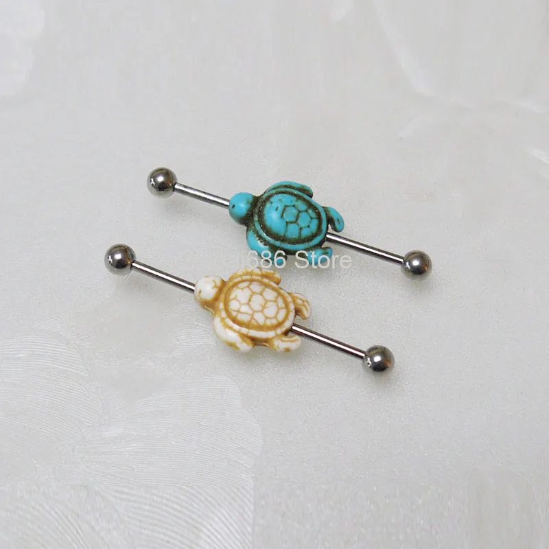 Пирсинг для ушей ручной работы в стиле черепахи 2 шт. 14 г (1 6 мм) | Украшения и