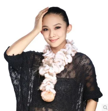 (TopFurMall) Winter Women's Real Natural Ruffled Rex Rabbit Fur Scarves Lady Warm Muffler Female Pashmina Scarf VK1452 |