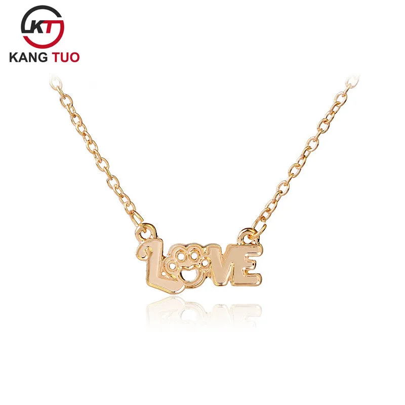 2017 New Fashion Letter I LOVE YOU Pendant Hollow Out Pet Claw Necklace For Girl's Gifts |