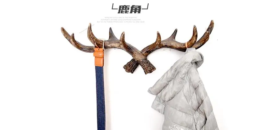 Ретро вешалка для пальто украшение оленьи рога голова оленя животное подвесной