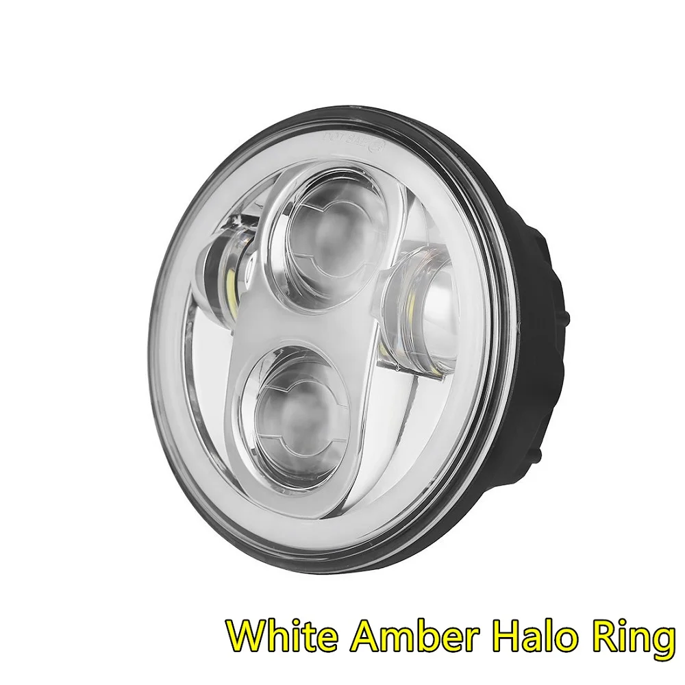 40W With Halo 2 Фара мотоцикла 5 3/4 5,75 дюймов проектор фары Дневные ходовые огни для Yamaha, для кафе, для гоночного Подставка-поплавок для go для Honda мотоциклы 40 Вт 45 Вт 80 Вт - Цвет: 40W With Halo 2