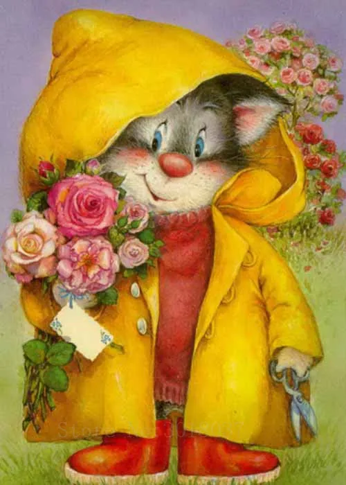 Алмазная вышивка мыши в дождевике 5D Diy Картина Вышивка крестом полный квадрат 3D