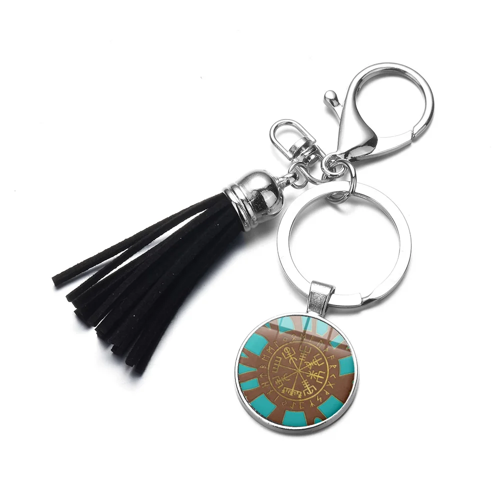 Style 3 SIAN Ancient Viking Compas PU кожаный брелок с кистями скандинавские руны исландский Vegvisir Амулет брелок высококачественный сплав брелок для ключей - Цвет: Style 3