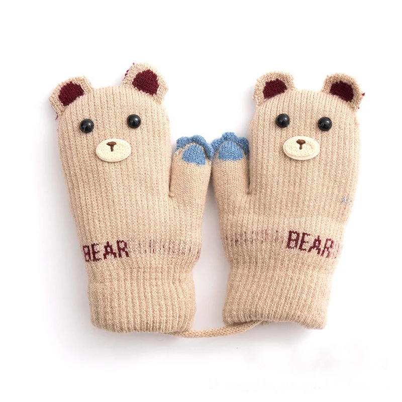 Winter Animal Shape Unisex Knitted Gloves Full Finger Mittens Gloves for Children For Girl Boy Cartoon Warm Cute Cartoon Mittens