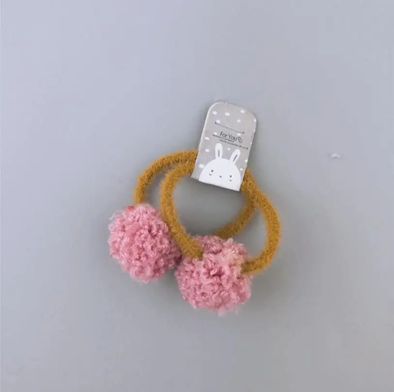 pinkish 2 шт./лот, милые разноцветные резинки для волос с помпонами для маленьких девочек, детские резинки для волос с помпоном и помпоном, эластичные резинки для волос, держатель для хвоста, HT001 - Цвет: pinkish
