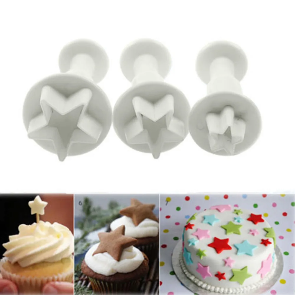 1Set/3PCS Baking Cookie Mold Fondant Tool Star Heart Snow Flower Butterfly Square Cutter For Cake Decorating | Дом и сад