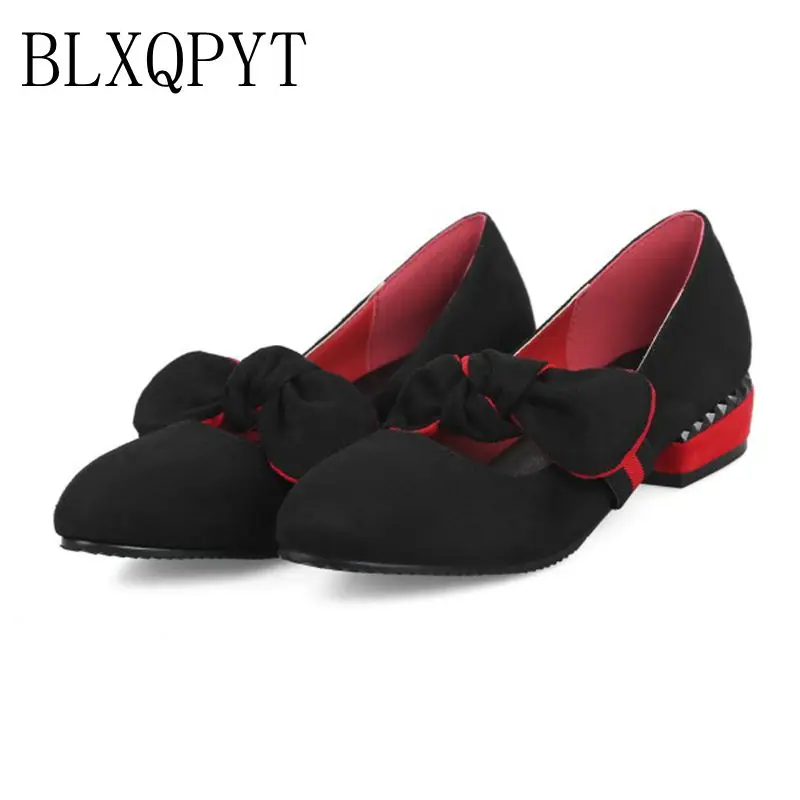 BLXQPYT/большие и маленькие размеры 28-50, простая модная обувь 4 цвета, новые демисезонные туфли-лодочки женская обувь квадратный носок 8-2