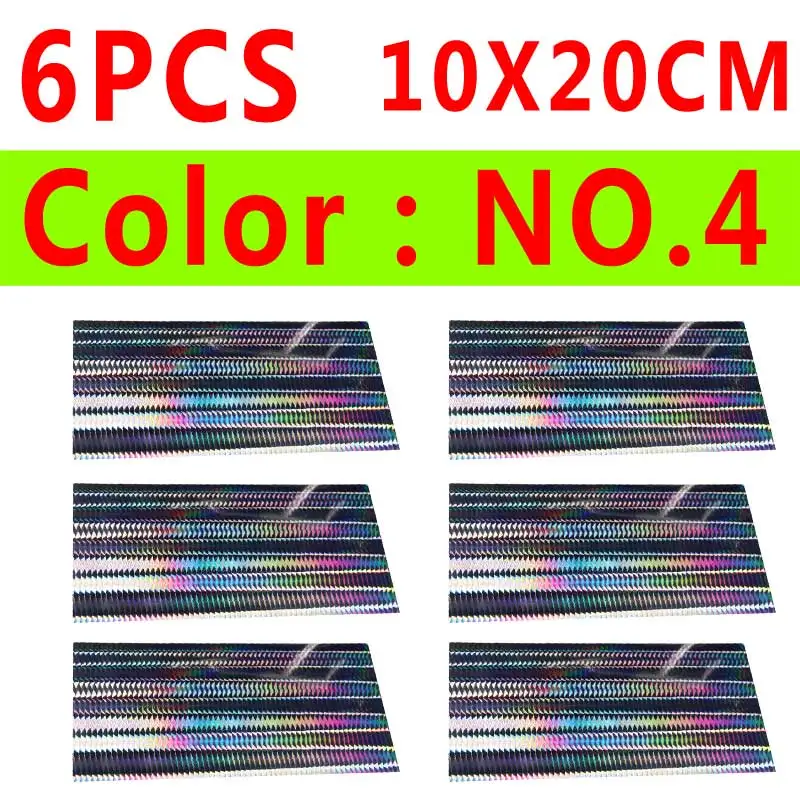 6pcs color 4 Bimoo 4/6 шт набор наклейка для приманки 10*10/20 см Голографическая клейкая пленка флэш-лента для Fly приманка делая голографическая пленка клейкая лента - Цвет: 6pcs color 4