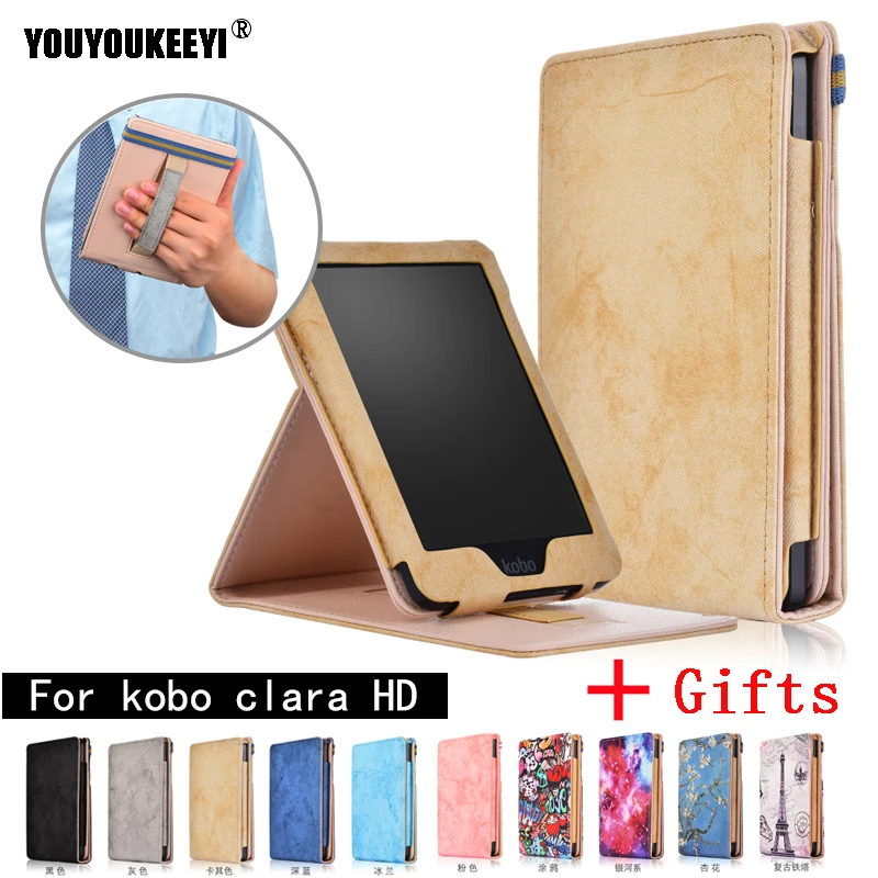 Ультратонкий ударопрочный чехол для Funda KOBO Clear HD 6 дюймов (2018) умный кожаный с