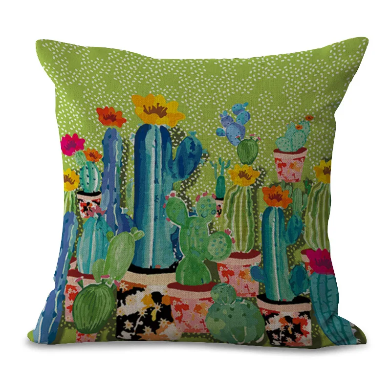 Креативная Подушка с изображением кактуса чехол из хлопка и льна наволочка для