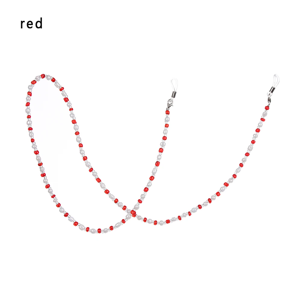 C red 1 PC/60/70/76 см цепочка для очков для чтения для Для женщин стеклянные бусы солнцезащитные очки шнуры бисером шнурок для очков держать ремни рюмка - Цвет: C red