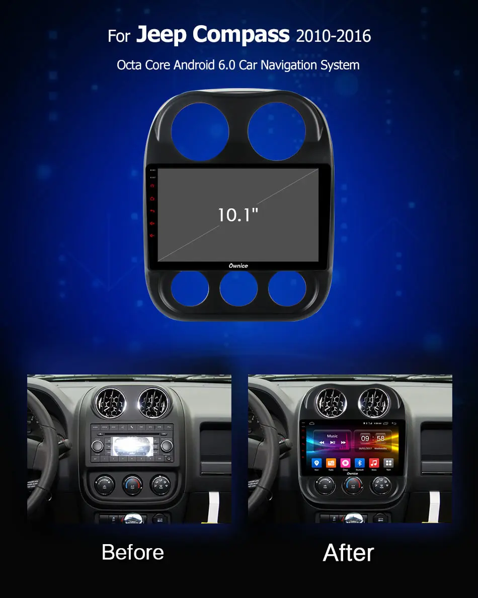 Ownice K1 K2 10 1 &quotOcta Core Android 8 автомобильный проигрыватель с радио и GPS для Jeep Compass 2010 2016