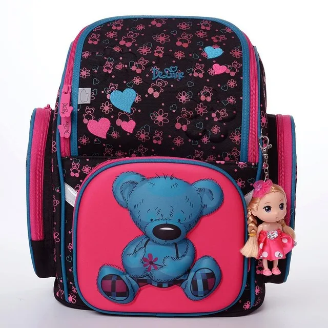 6-109 delune Delune Brand Girls Lovely Cat 3D Orthopedic School Bags for Children Boys SUV Cars Schoolbag Backpack Mochila Infantil Grade 1-5 - Цвет: 6-109 delune