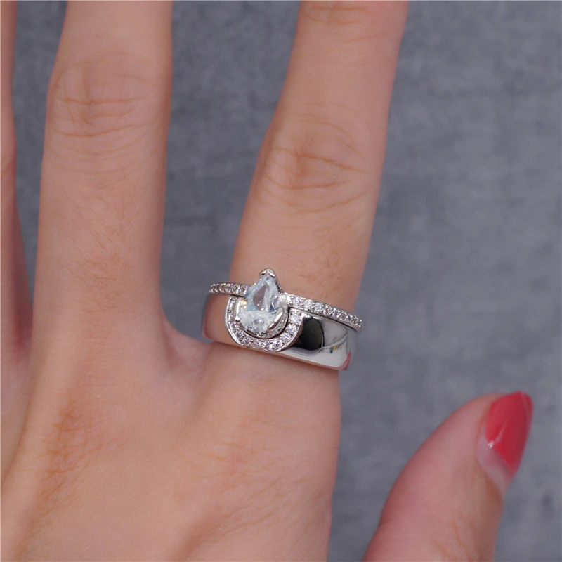 Женское кольцо с кристаллами ROMAD Винтажное каплями воды для помолвки R5 |