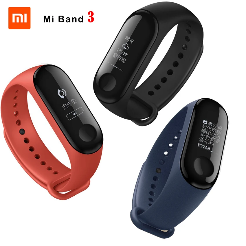 100% оригинал Xiaomi Mi Band 3 2 смарт Браслет фитнес браслет большой сенсорный экран OLED