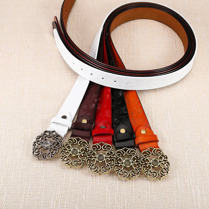 Женские винтажные ремни SAGACE роскошные брендовые из натуральной кожи с пряжкой и