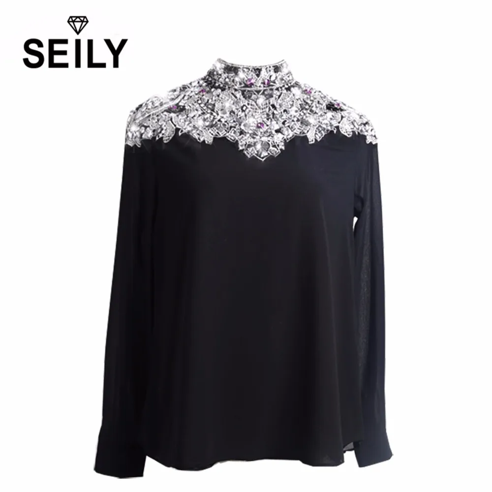 Роскошный стиль плюс размер Бриллианты кружевной воротник длинный рукав белая