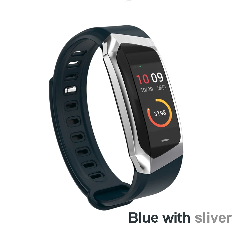 Blue sliver Смарт-браслет IP67 Водонепроницаемый измеритель артериального давления кислородный пульсометр спортивный фитнес-браслет трекер Смарт-часы E18 умные часы - Цвет: Blue sliver