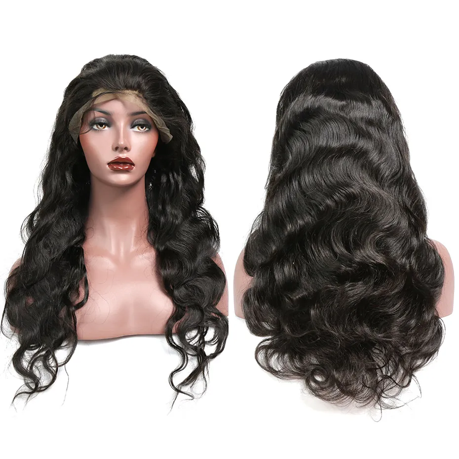 Парики Liweike из человеческих волос волнистые полностью кружевные Remy