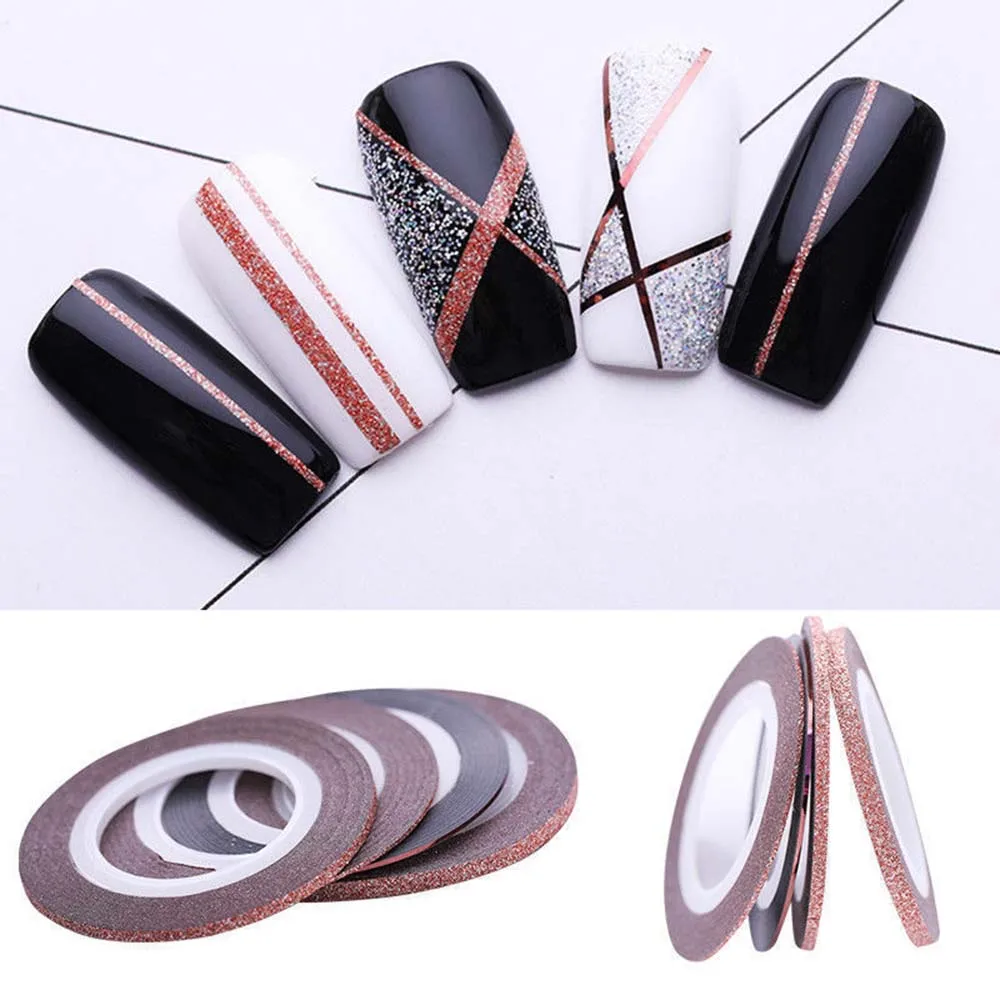 

4pc Coffee Matte Nail Striping Tape Lines Tape Set Glitter 1/2/3mm Adhesive Stickers Manicure Decor Nail Art DIY Styling Tool